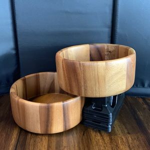 Lipper International Acacia Wood Straight Side Serving Bowls 6”x 2.5” Lot of 2